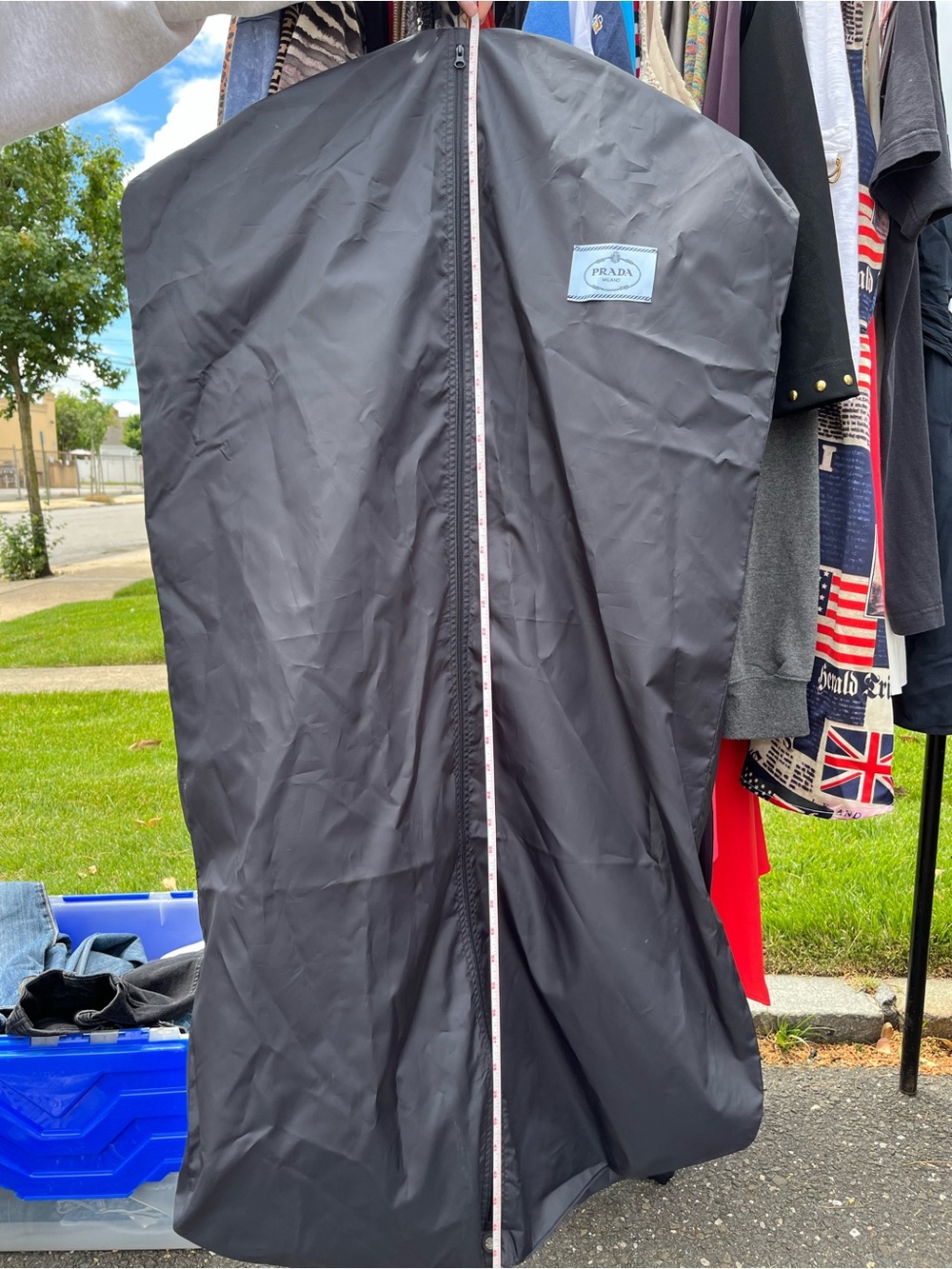 Prada PRADA MILANO Black Nylon Garment Bag Cover with Logo Patch